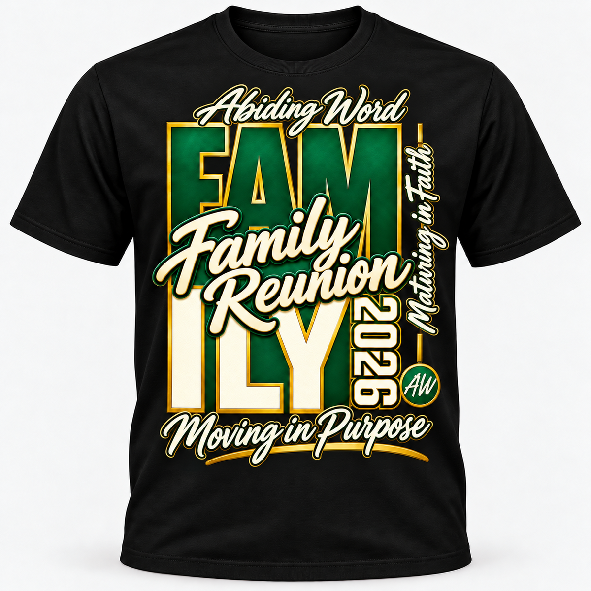 Family Reunion 2026 design on black shirt