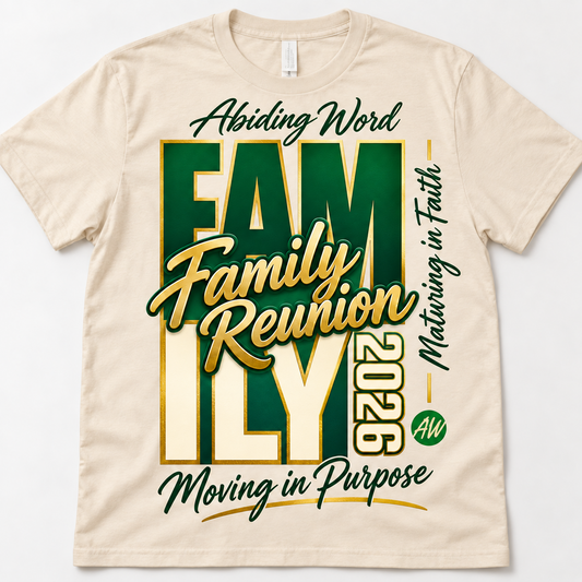 Family Reunion 2026 design on natural shirt